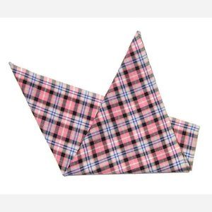 Gascoigne Pocket Square Cotton Plaid Pink Black White Blue Gray 16.5 X 16.5